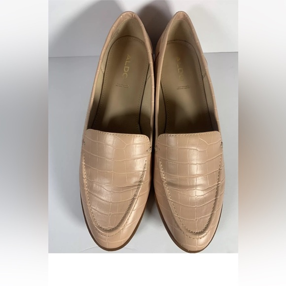 ALDO women’s Sz 8 Pink croc loafer 1” heel - Picture 1 of 9